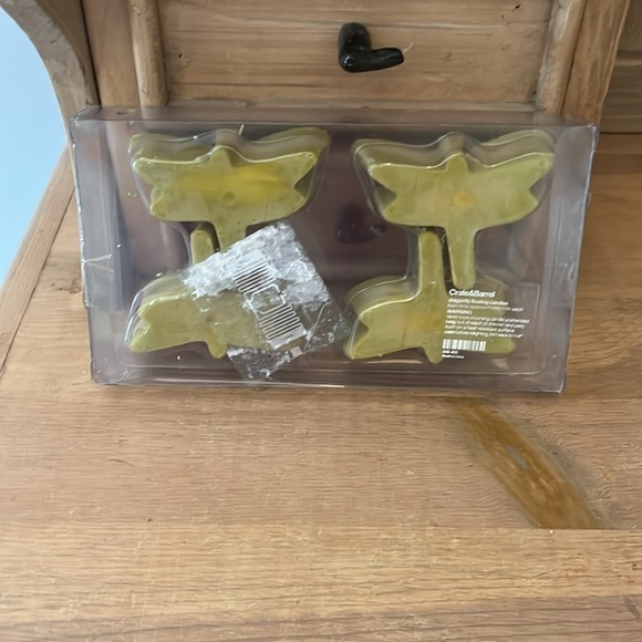 Crate & Barrel Floating Candles Dragonfly Set of 4 Night Swimming Pool Green - Picture 3 of 4